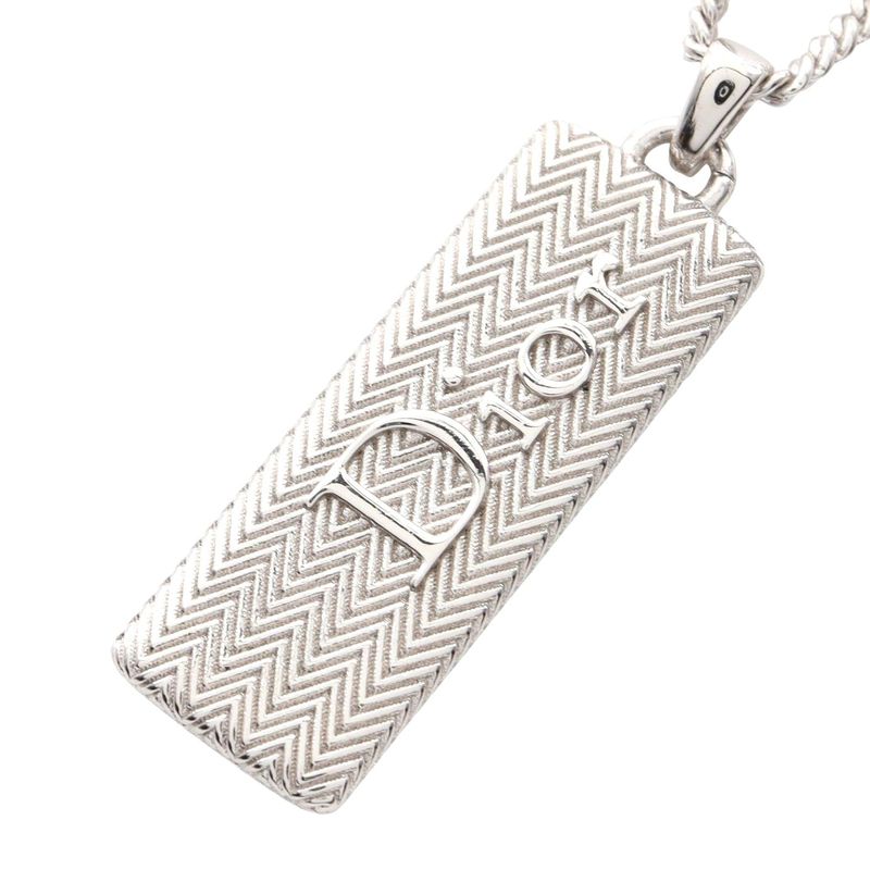 Dior Guilloche Plate Pendant Necklace
